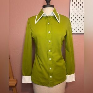 Vintage 1970’s pea green button down